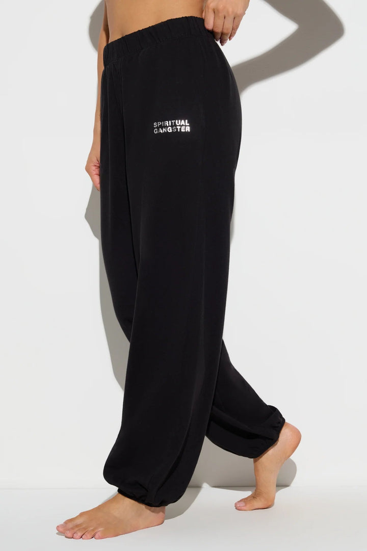 Spiritual Gangster Canyon Lightweight Cotton Sweatpants in Black front view