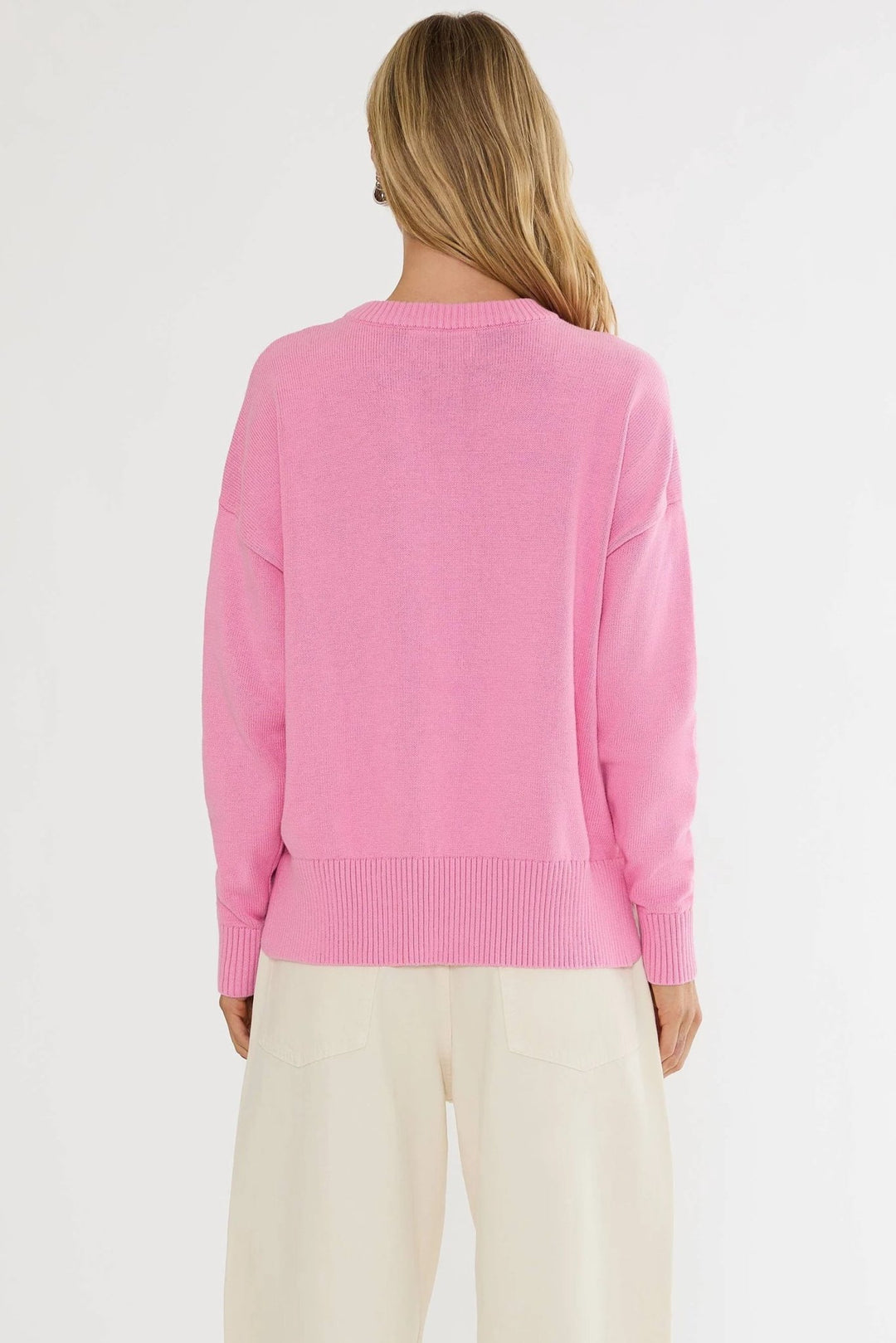 Beach Riot Callie Oversized Crewneck Sweater in Pink USA back view