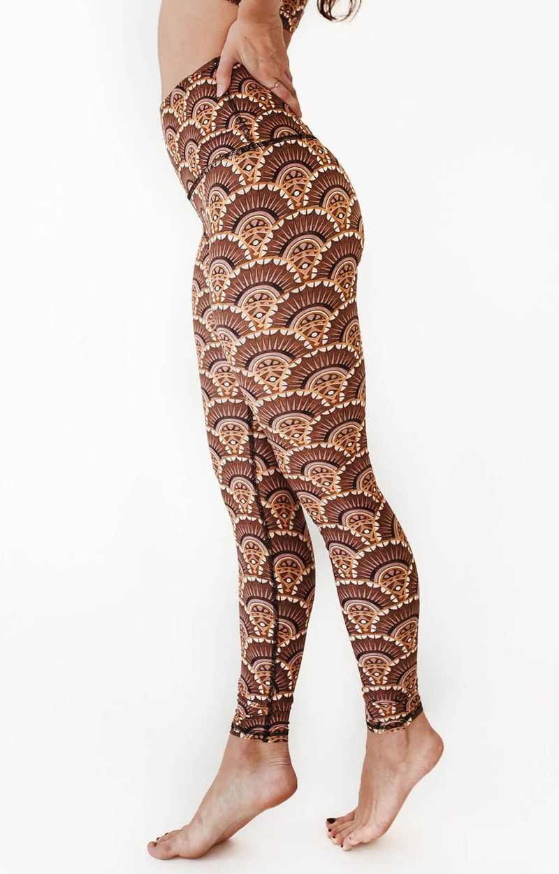 Art Deco Printed Yoga Leggings Left