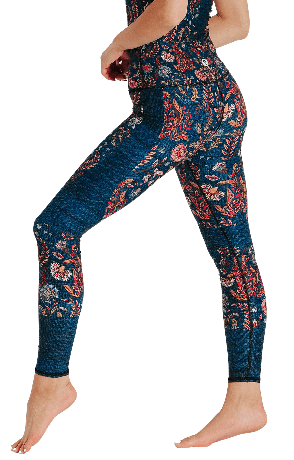 Festival Denim Printed Yoga Leggings Left