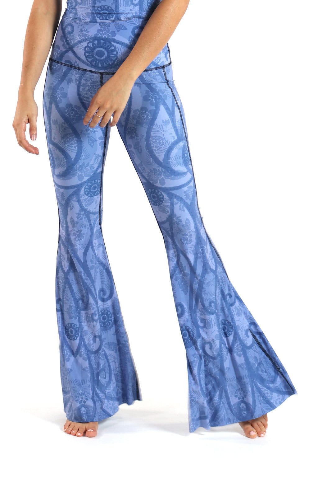 Peaceful Warrior Printed Bell Bottoms Front View