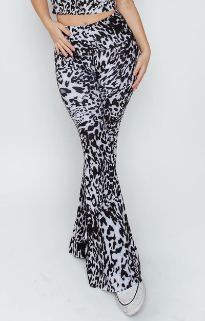 Ghost Leopard Printed Bell Bottoms crossed