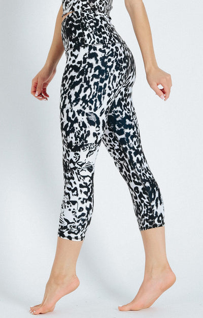 Ghost Leopard Printed Yoga Crops Left