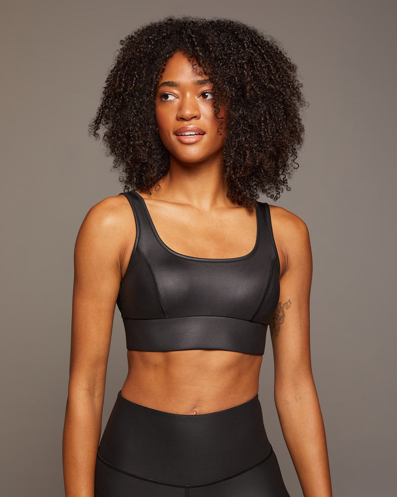 Basal Gloss Longline Bra - Black