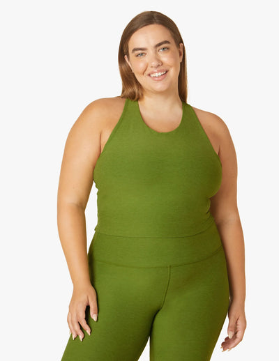Beyond Yoga Focus Croped Tank - Fern Green Heather