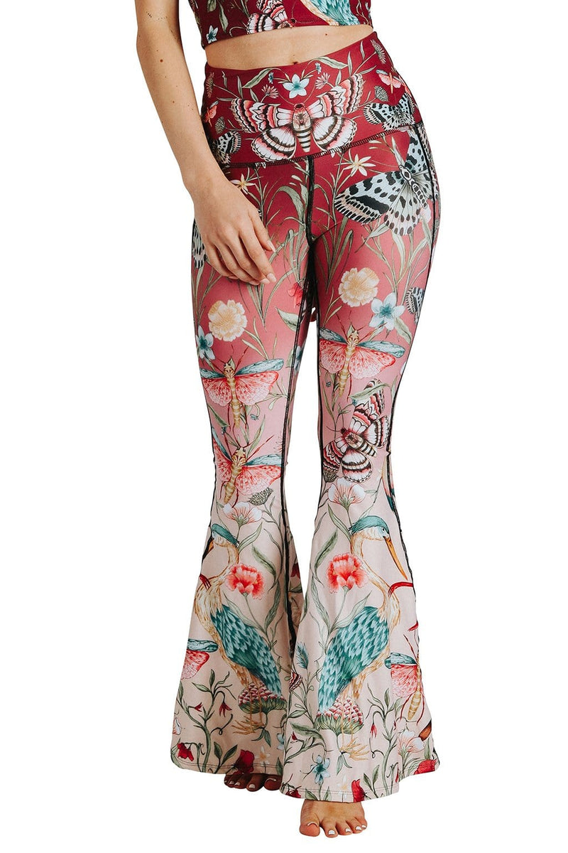 Yoga Democracy Leggings Pretty In Pink Printed Bell Bottoms