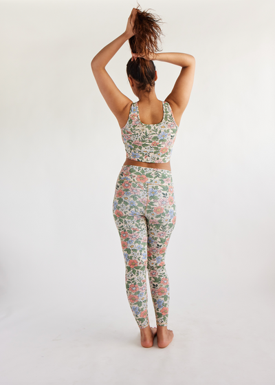 swaay, women's high waisted leggings, 82% recycled polyester, 18% spandex, floral print activewear