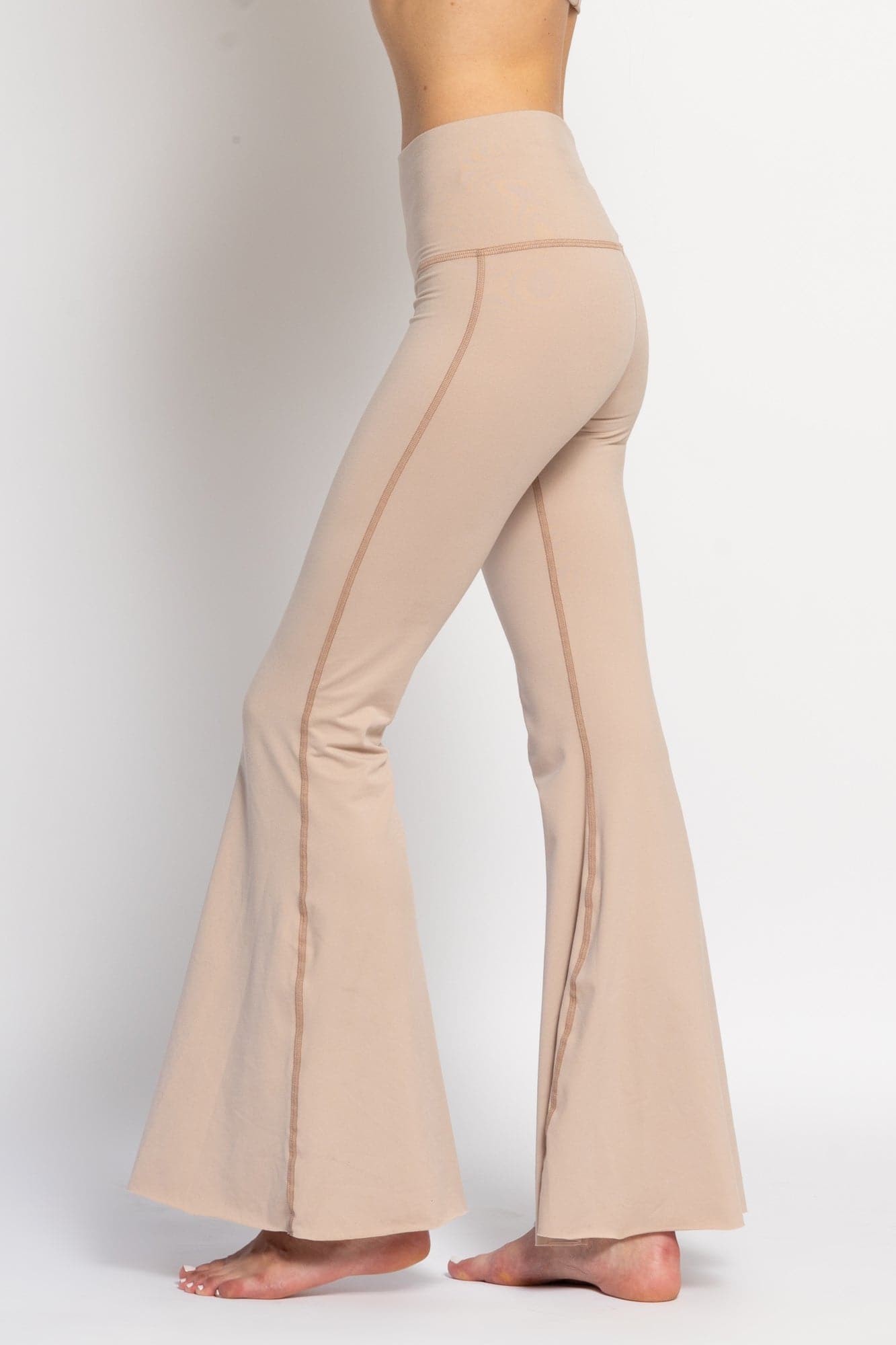 WithLove ♡ Solid Tan Crop Bell Bottom