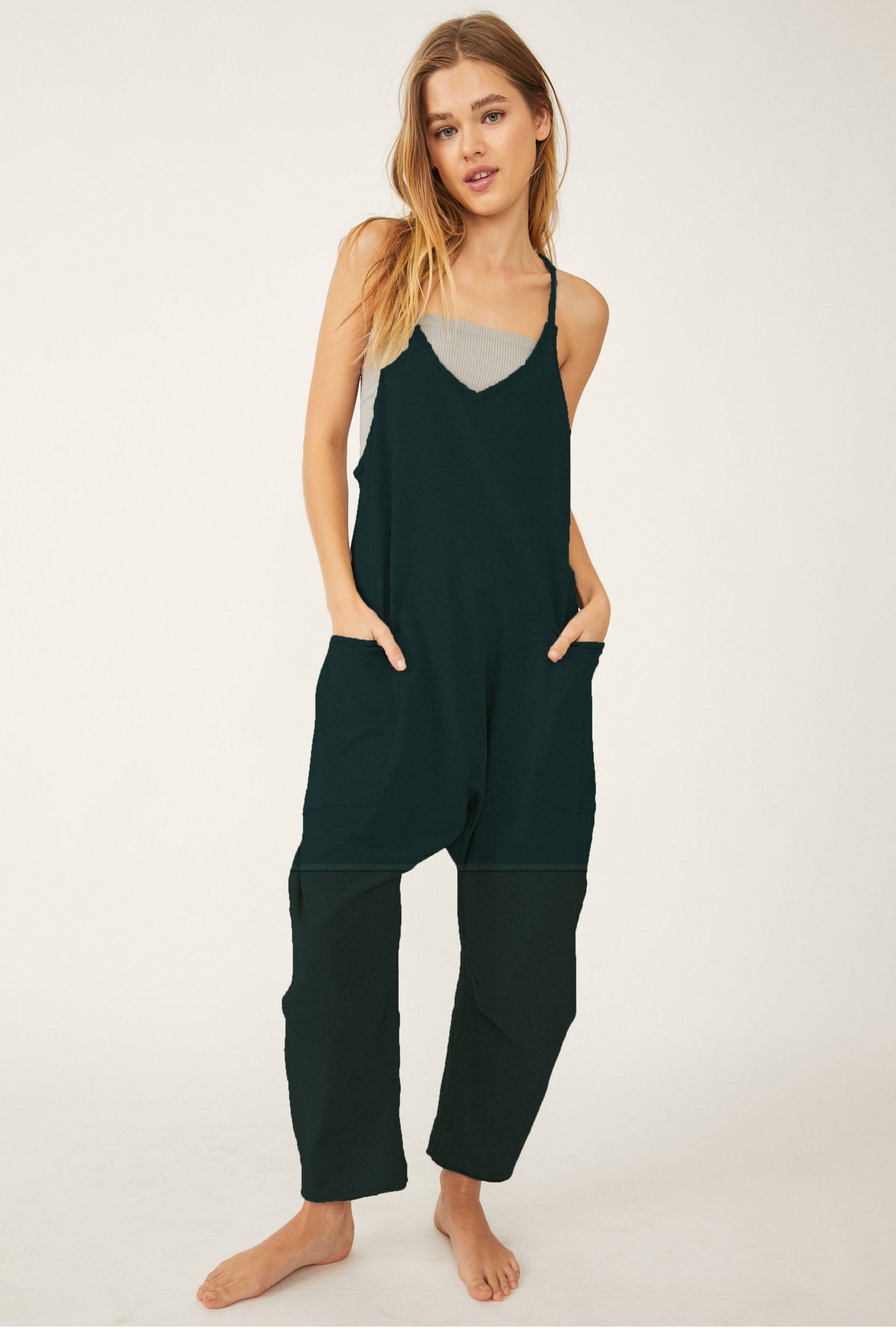 Free People Happiness Runs Henley Onesie - Washed Black