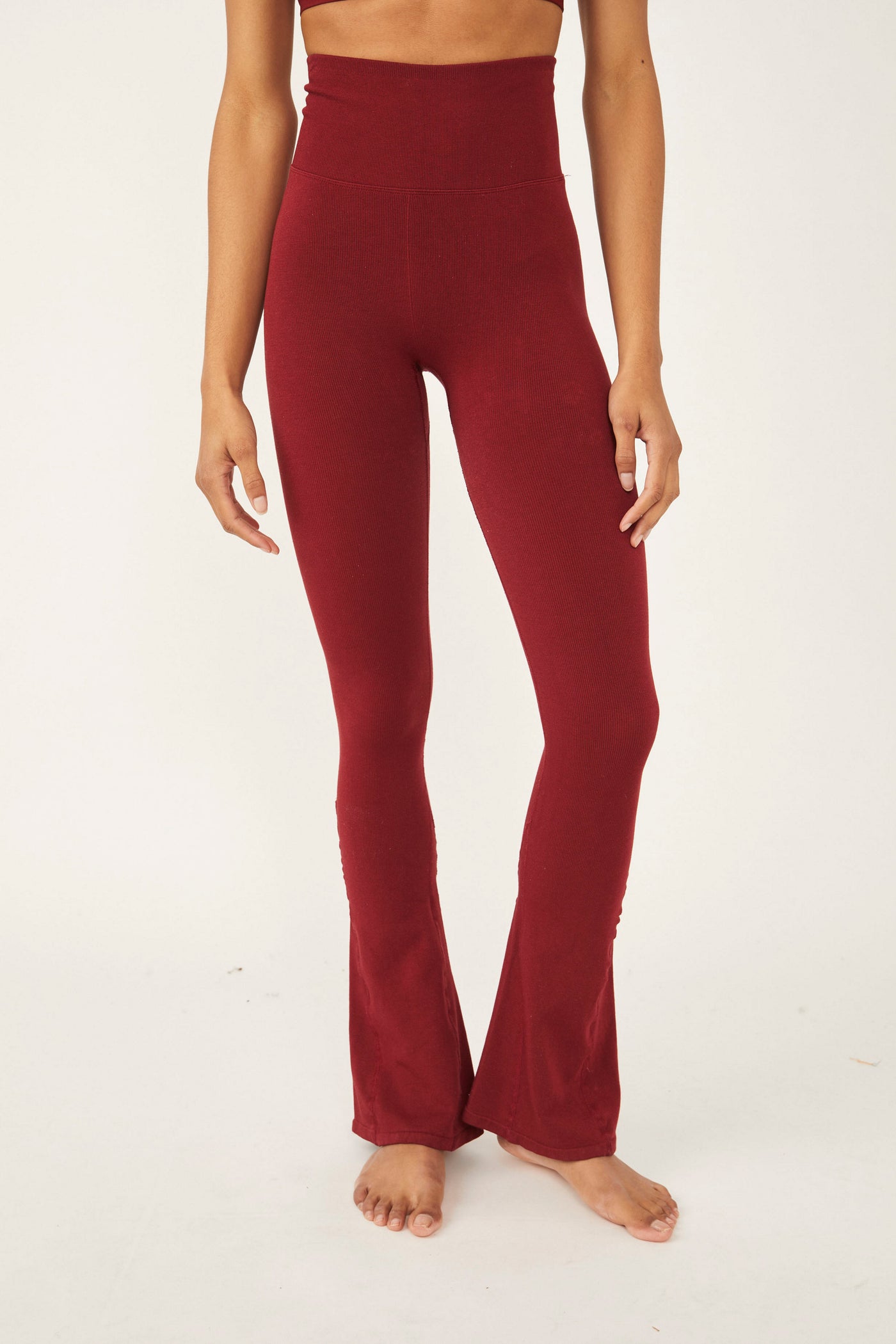 NEW FP Movement Free People M/L Rich Soul Ribbed High Waisted Flare Leggings