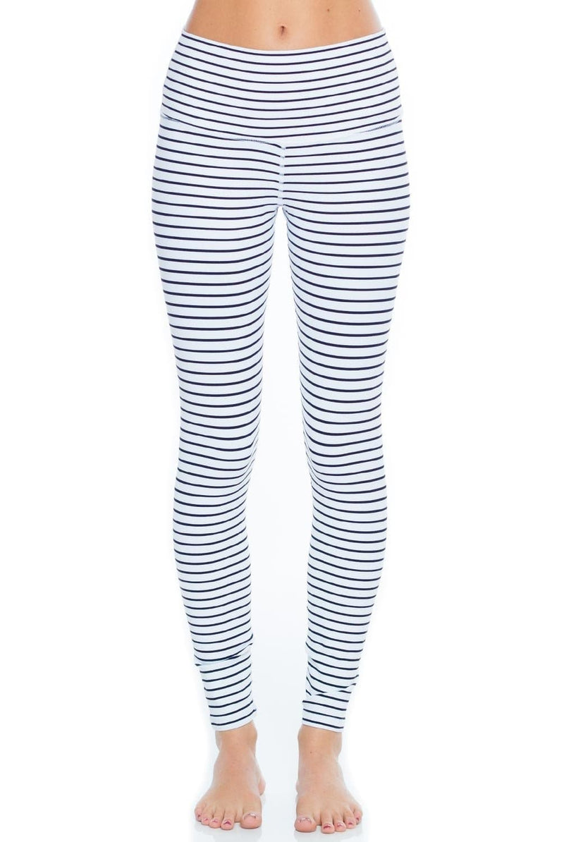 Glyder High Power Legging in White & Black Stripe