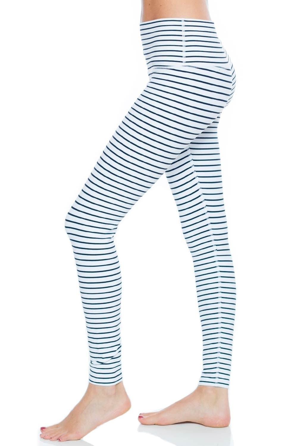 Glyder High Power Legging in White & Black Stripe