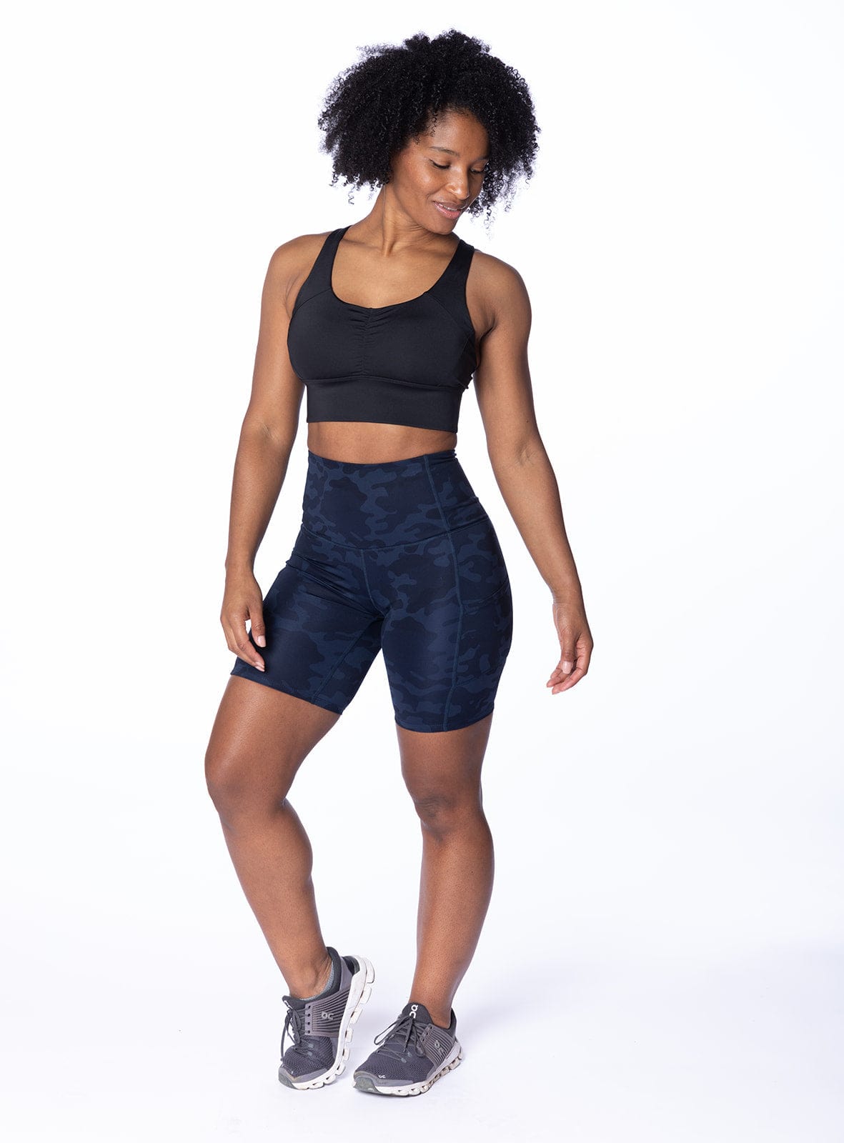 Handful Hi Five Pocketed High - Waist Bike Short - Looker (Navy/Black Camo) | Handful | Evolve Fit Wear