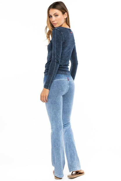 Hard Tail Rolldown Bootleg Pant - Mineral Blue | Hard Tail Forever | Evolve Fit Wear