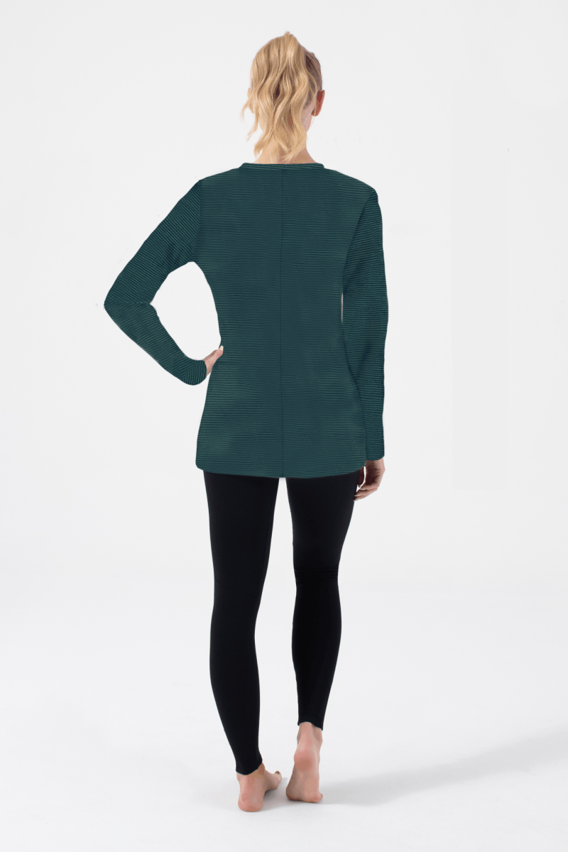 Henley Long Sleeve T0424:T0424-Green Tambourine-XS - NUX