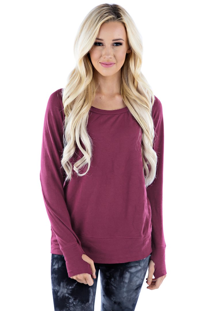 LVR Raw Pullover w/ Thumbholes - Sangria