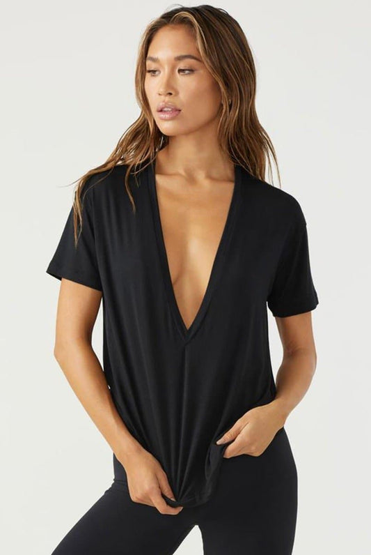 Plunge V Neck - Black | Joah Brown | Evolve Fit Wear