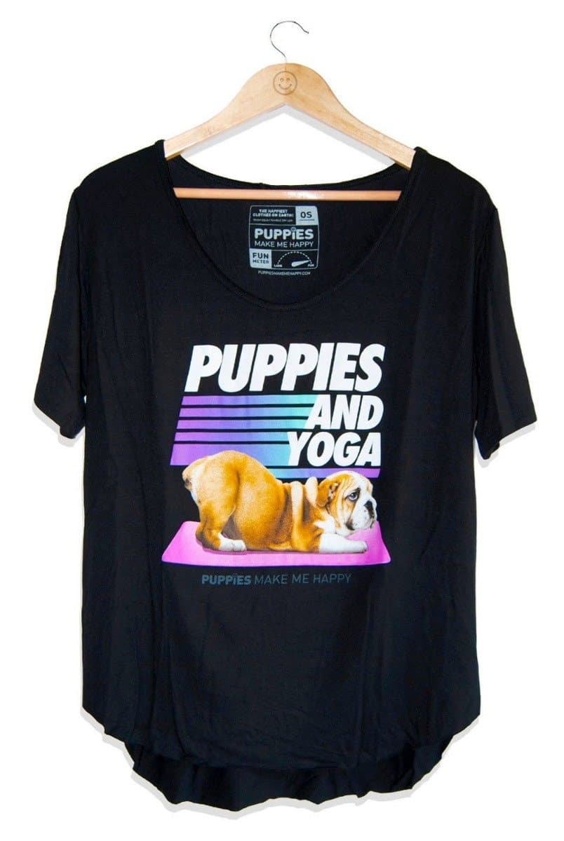 PUPPIES Puppies & Yoga Weekend Tee | Puppies Make Me Happy | Evolve Fit Wear