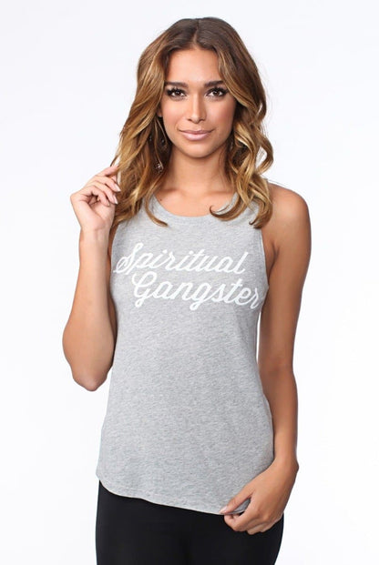 Spiritual Gangster Script Muscle Tee - Grey | Spiritual Gangster | Evolve Fit Wear