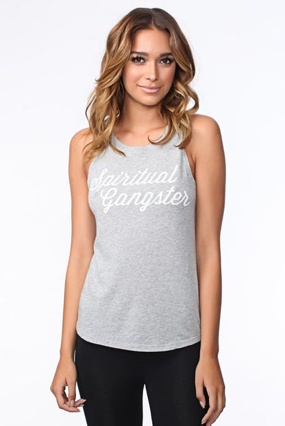 Spiritual Gangster Script Muscle Tee - Grey | Spiritual Gangster | Evolve Fit Wear