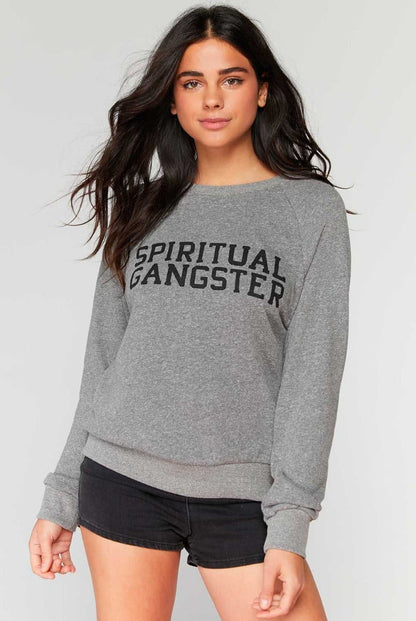 Spiritual Gangster Varsity Old School Sweatshirt - Grey | Spiritual Gangster | Evolve Fit Wear