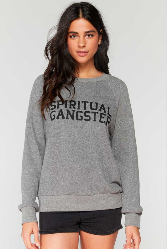 Spiritual Gangster Varsity Old School Sweatshirt - Grey | Spiritual Gangster | Evolve Fit Wear