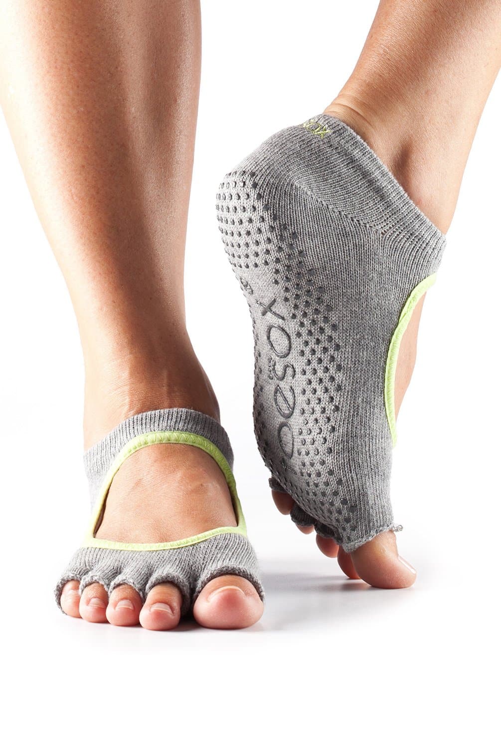 ToeSox Half Toe Bella Grip Socks - Heather Grey - Evolve Fit Wear