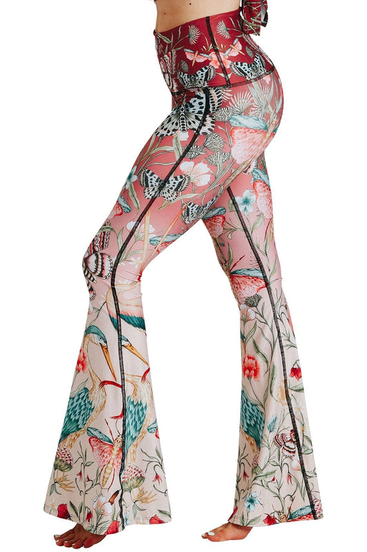 Yoga Democracy Pretty In Pink Printed Bell Bottoms | Yoga Democracy | Evolve Fit Wear