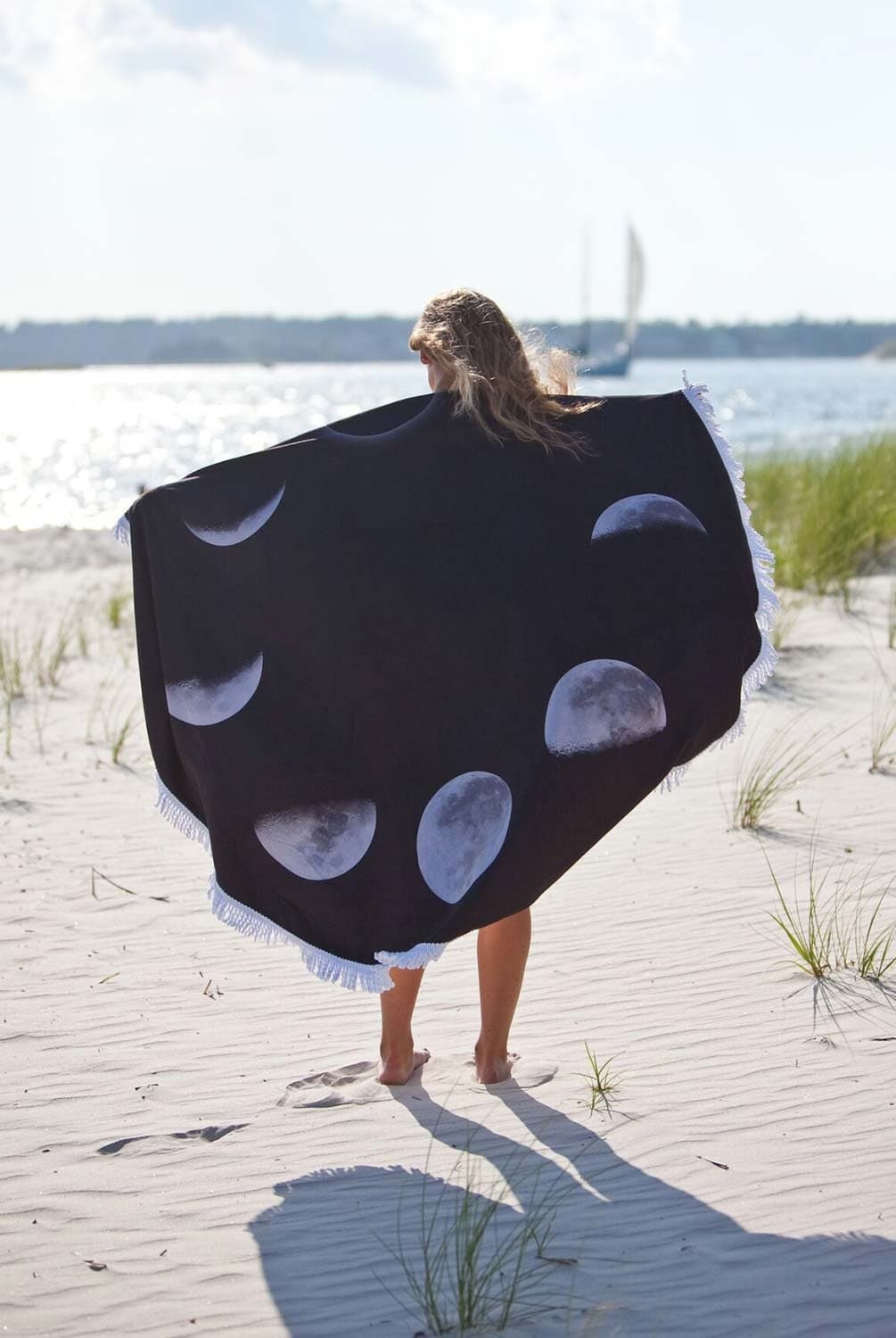  Yoga Zeal Round Beach Towel in Moon Phases